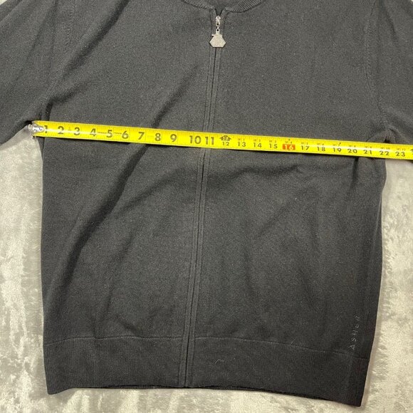 Asher Black Wool  Cashmere Blend Full-Zip Sweater Mock Neck Mens XL Golf - Picture 4 of 7